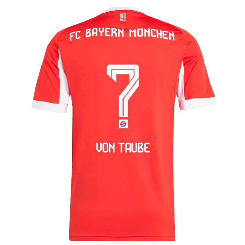 Danxen Bambino Maglia Philipp Von Taube #0 Rosso Bianco Kit Gara Home 2025/26 Maglietta