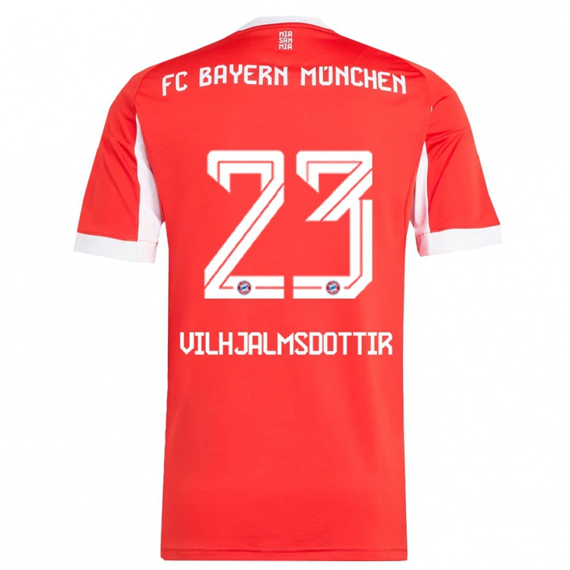 Danxen Bambino Maglia Karolina Lea Vilhjalmsdottir #23 Rosso Bianco Kit Gara Home 2025/26 Maglietta