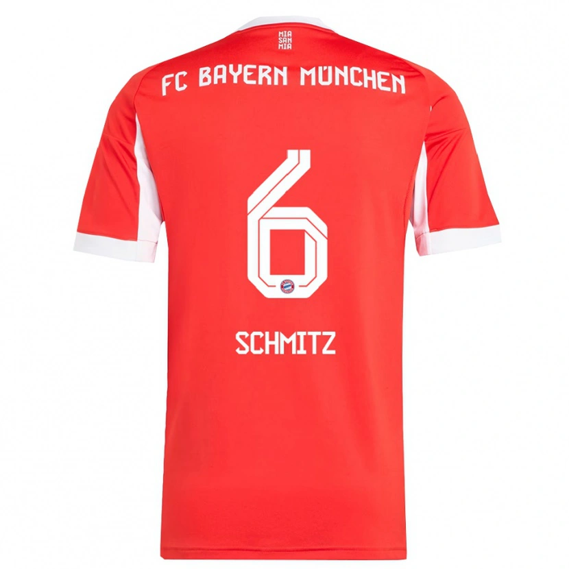 Danxen Bambino Maglia Benno Schmitz #6 Rosso Bianco Kit Gara Home 2025/26 Maglietta
