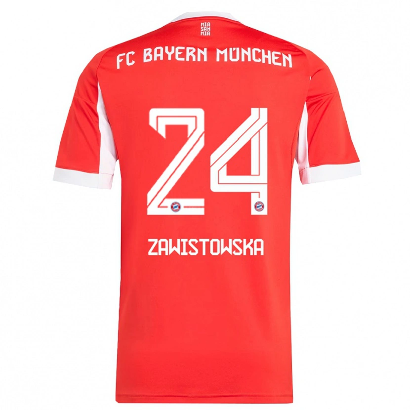Danxen Bambino Maglia Weronika Zawistowska #24 Rosso Bianco Kit Gara Home 2025/26 Maglietta