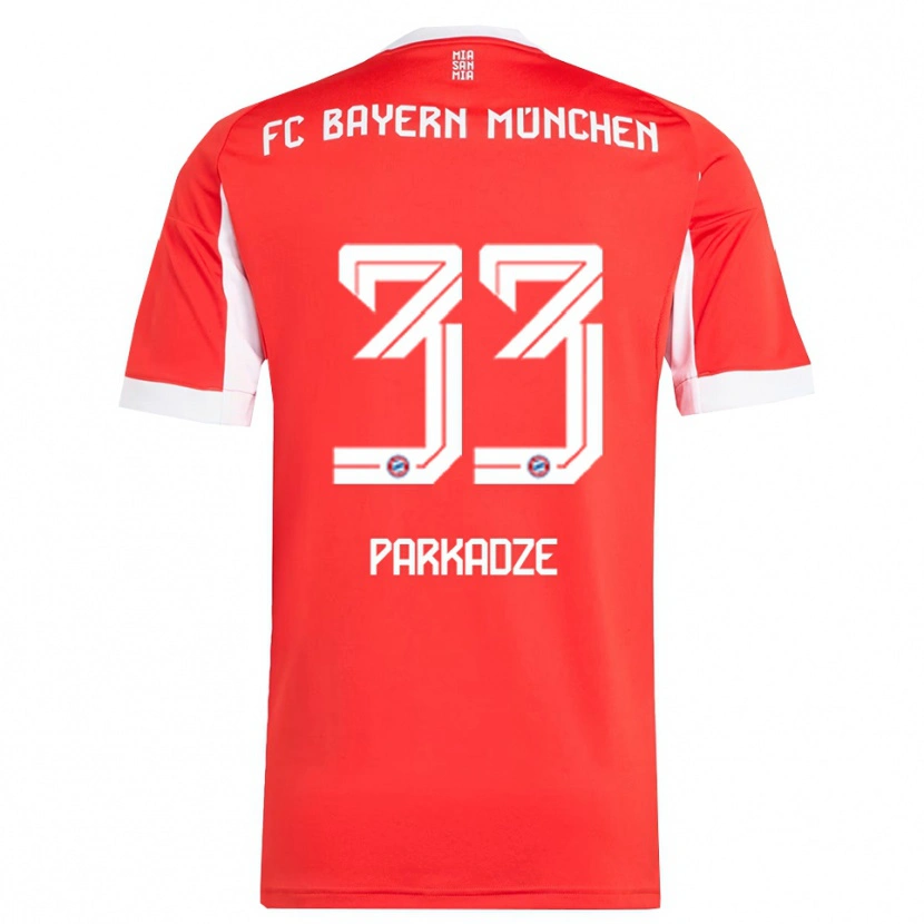 Danxen Bambino Maglia Luka Parkadze #33 Rosso Bianco Kit Gara Home 2025/26 Maglietta