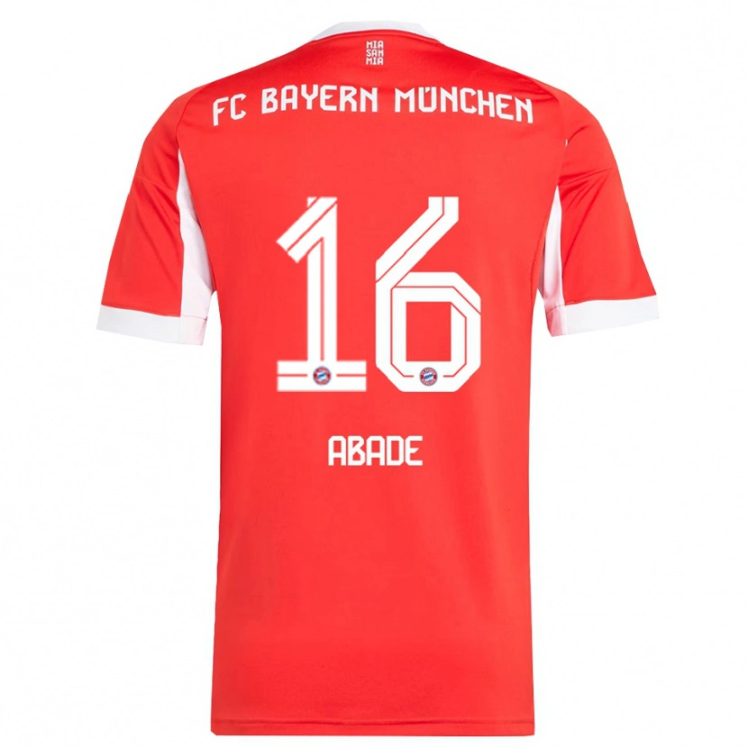 Danxen Bambino Maglia Daniel Abade #16 Rosso Bianco Kit Gara Home 2025/26 Maglietta