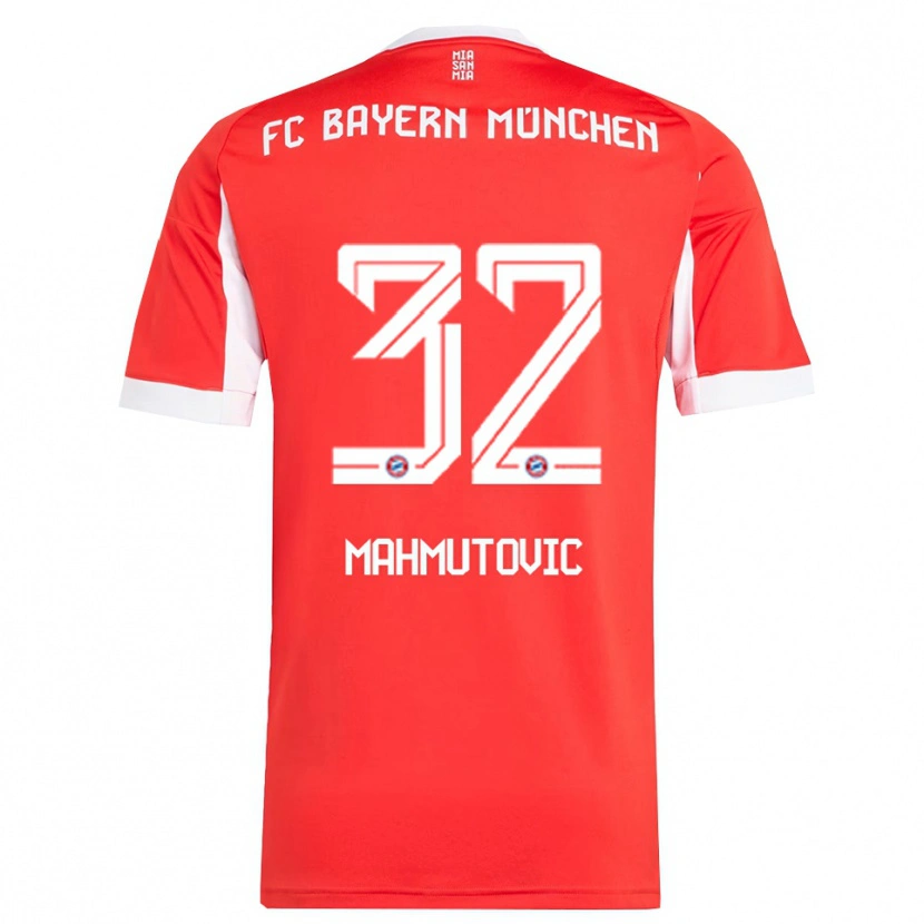 Danxen Bambino Maglia Ena Mahmutovic #32 Rosso Bianco Kit Gara Home 2025/26 Maglietta