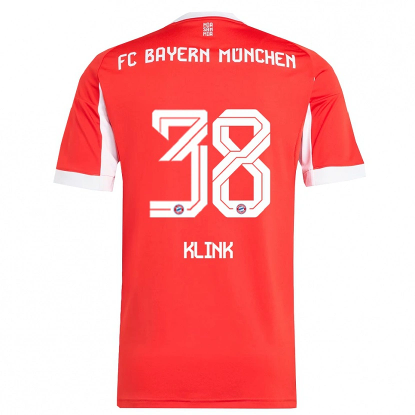 Danxen Bambino Maglia Anna Klink #38 Rosso Bianco Kit Gara Home 2025/26 Maglietta