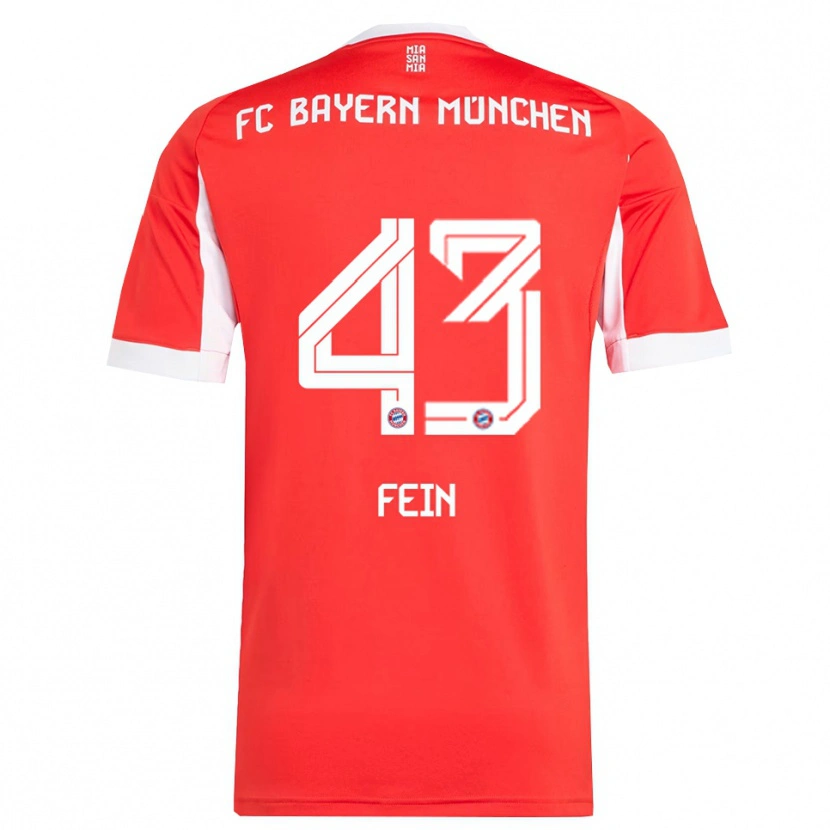 Danxen Bambino Maglia Adrian Fein #43 Rosso Bianco Kit Gara Home 2025/26 Maglietta