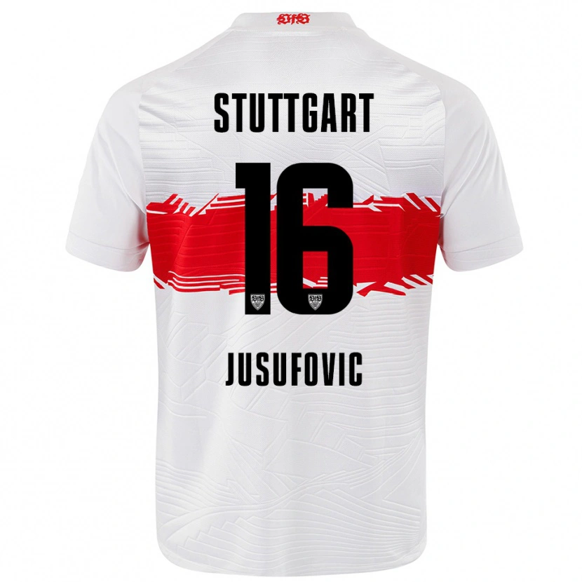 Danxen Bambino Maglia Farah Jusufović #16 Bianco Rosso Kit Gara Home 2025/26 Maglietta