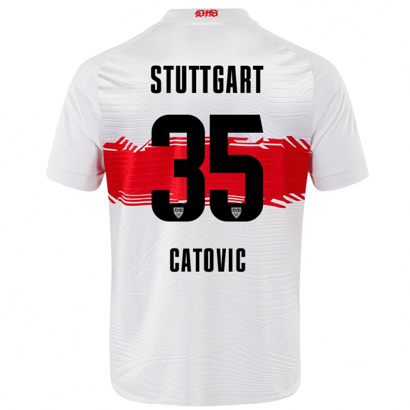 Danxen Bambino Maglia Mirza Catovic #35 Bianco Rosso Kit Gara Home 2025/26 Maglietta