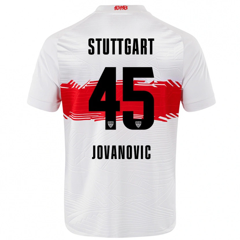 Danxen Bambino Maglia Lazar Jovanovic #45 Bianco Rosso Kit Gara Home 2025/26 Maglietta
