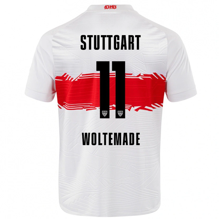 Danxen Bambino Maglia Nick Woltemade #11 Bianco Rosso Kit Gara Home 2025/26 Maglietta