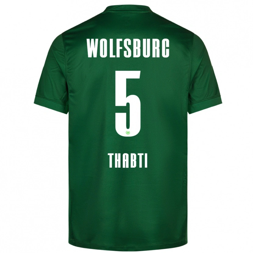 Danxen Bambino Maglia Mohamed Thabti #5 Verde Bianco Kit Gara Home 2025/26 Maglietta