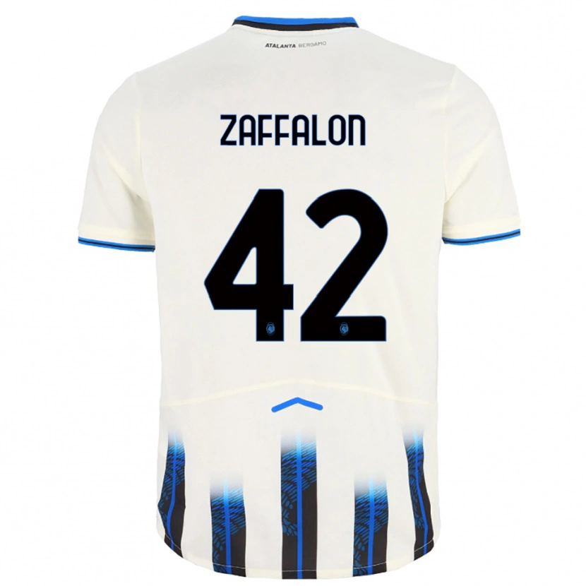 Danxen Bambino Maglia Lorenzo Zaffalon #42 Bianco Blu Kit Gara Away 2025/26 Maglietta