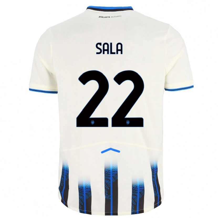 Danxen Bambino Maglia Lorenzo Sala #22 Bianco Blu Kit Gara Away 2025/26 Maglietta