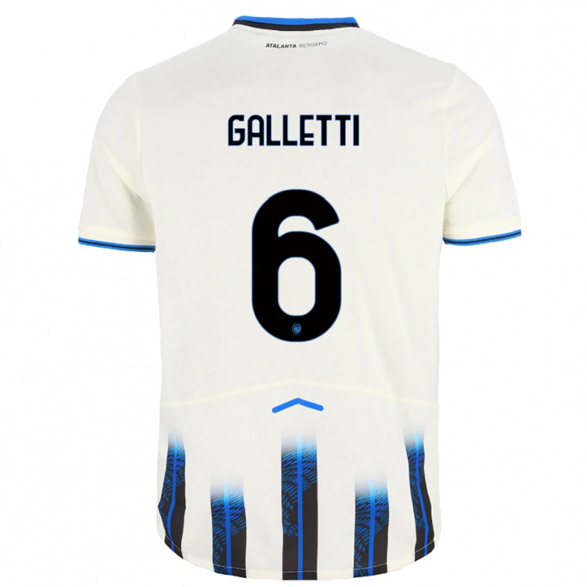 Danxen Bambino Maglia Elia Galletti #6 Bianco Blu Kit Gara Away 2025/26 Maglietta