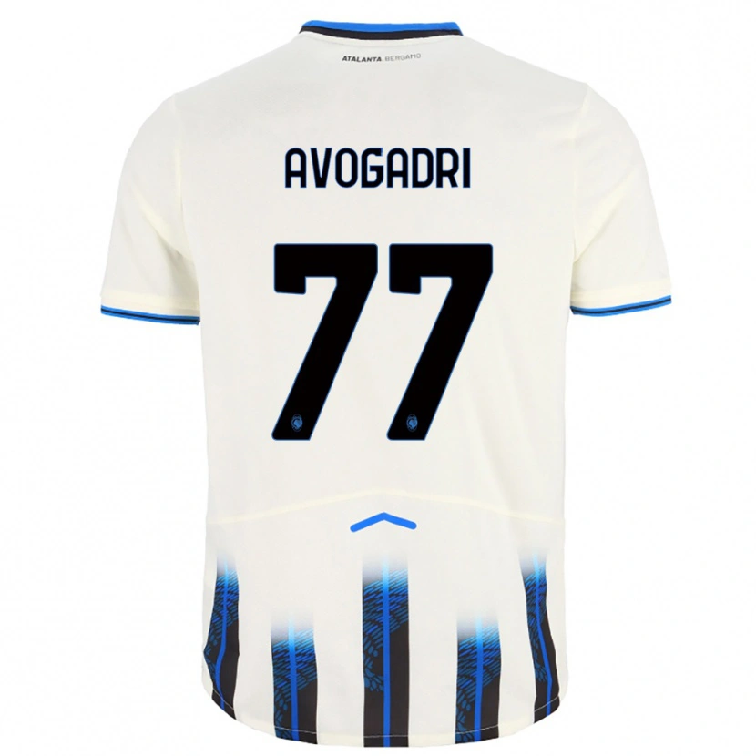 Danxen Bambino Maglia Lorenzo Avogadri #77 Bianco Blu Kit Gara Away 2025/26 Maglietta