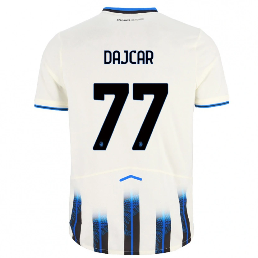 Danxen Bambino Maglia Matevz Dajcar #77 Bianco Blu Kit Gara Away 2025/26 Maglietta