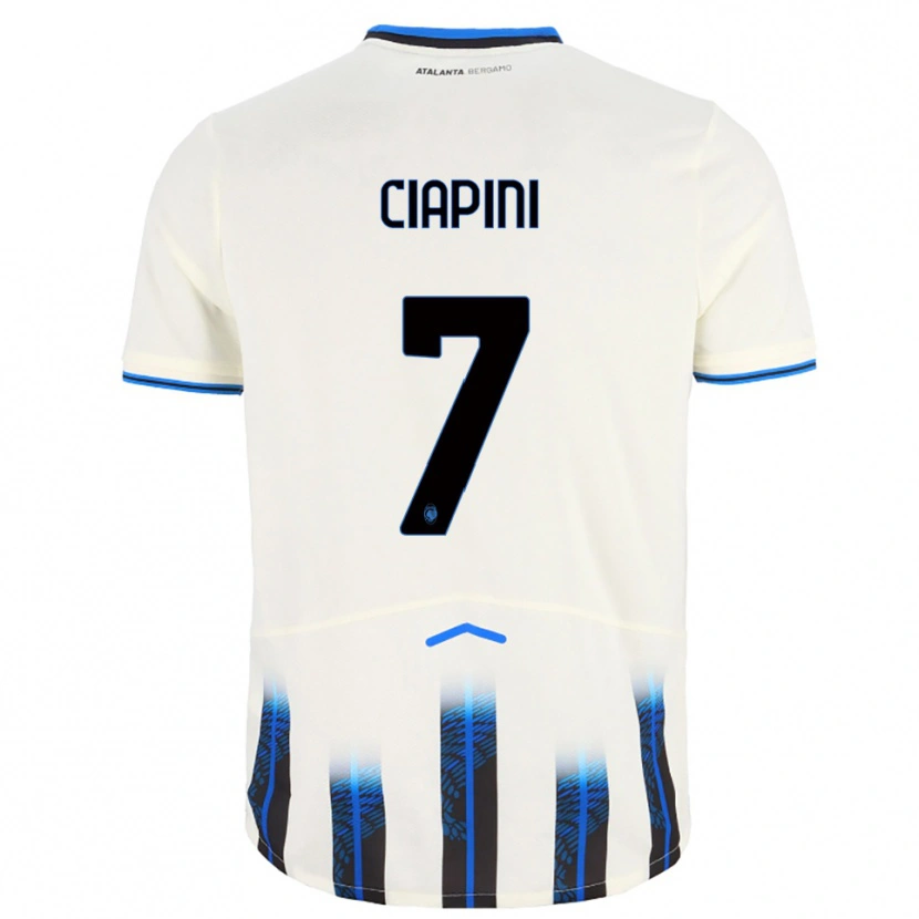 Danxen Bambino Maglia Adriano Ciapini #7 Bianco Blu Kit Gara Away 2025/26 Maglietta