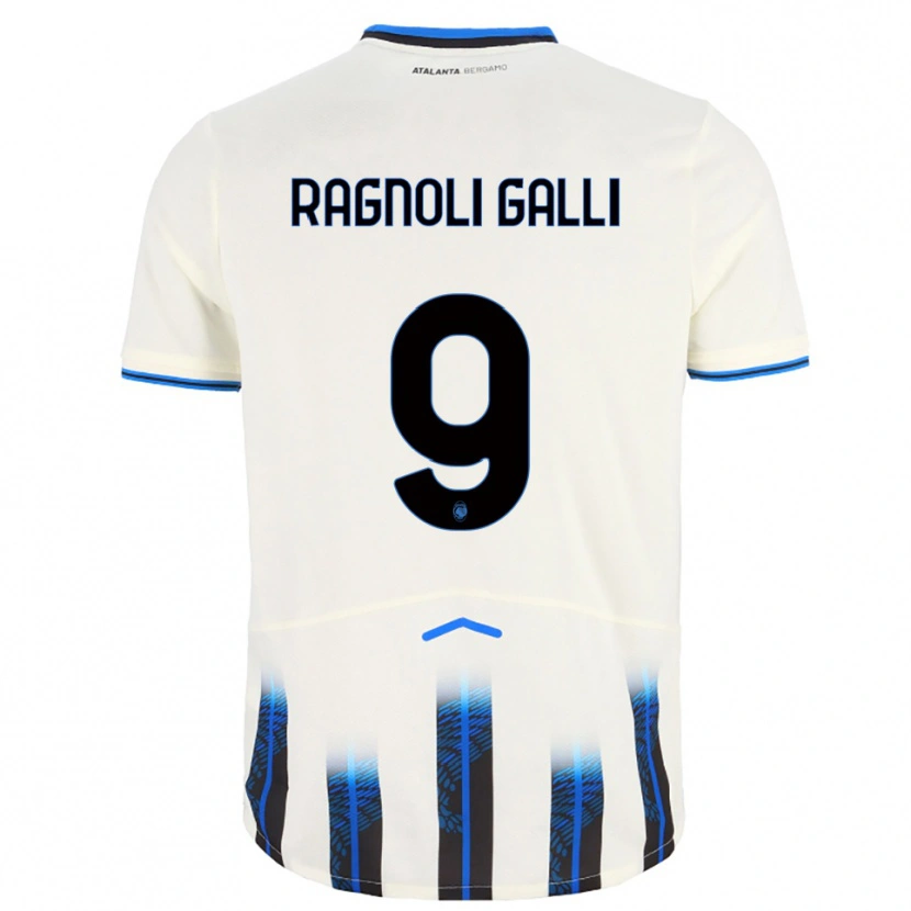 Danxen Bambino Maglia Federico Ragnoli Galli #9 Bianco Blu Kit Gara Away 2025/26 Maglietta