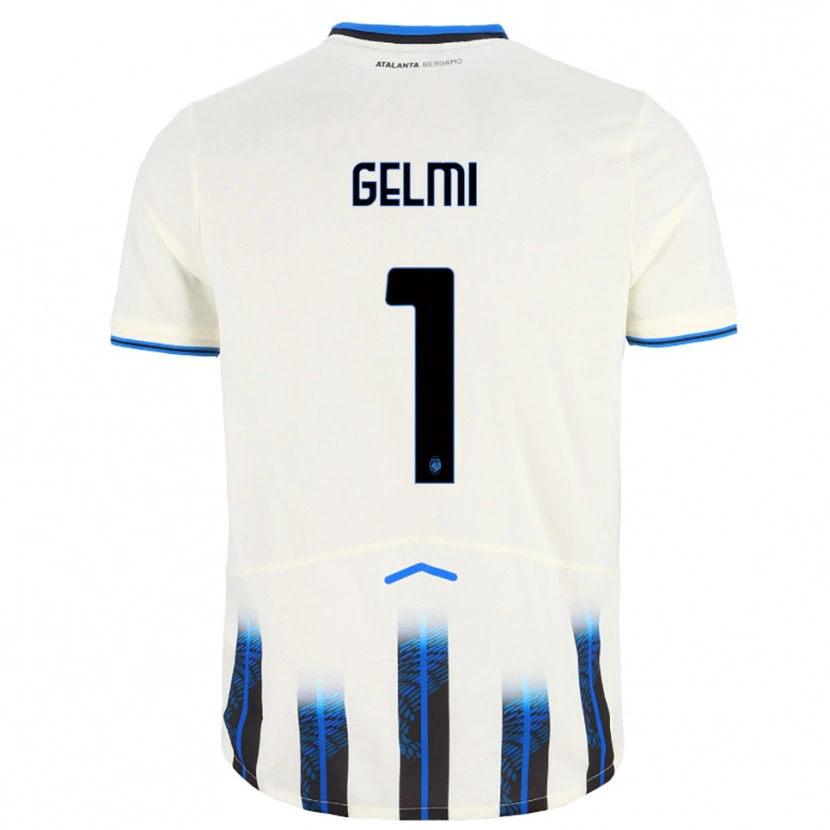 Danxen Bambino Maglia Ludovico Gelmi #1 Bianco Blu Kit Gara Away 2025/26 Maglietta