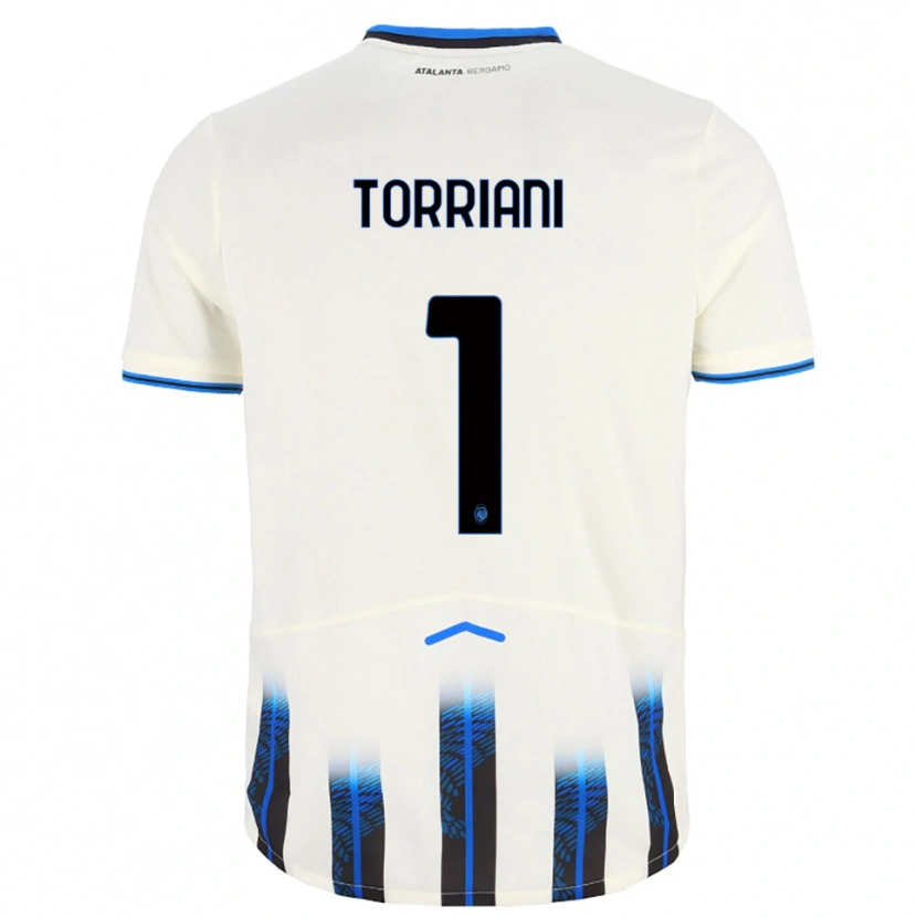 Danxen Bambino Maglia Andrea Torriani #1 Bianco Blu Kit Gara Away 2025/26 Maglietta