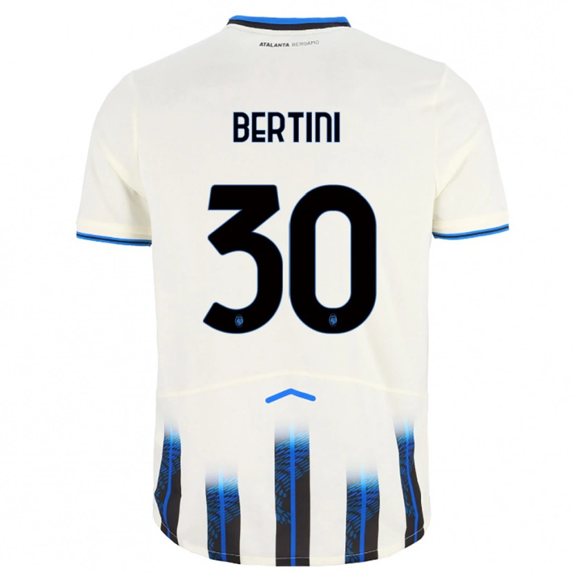 Danxen Bambino Maglia Tommaso Bertini #30 Bianco Blu Kit Gara Away 2025/26 Maglietta