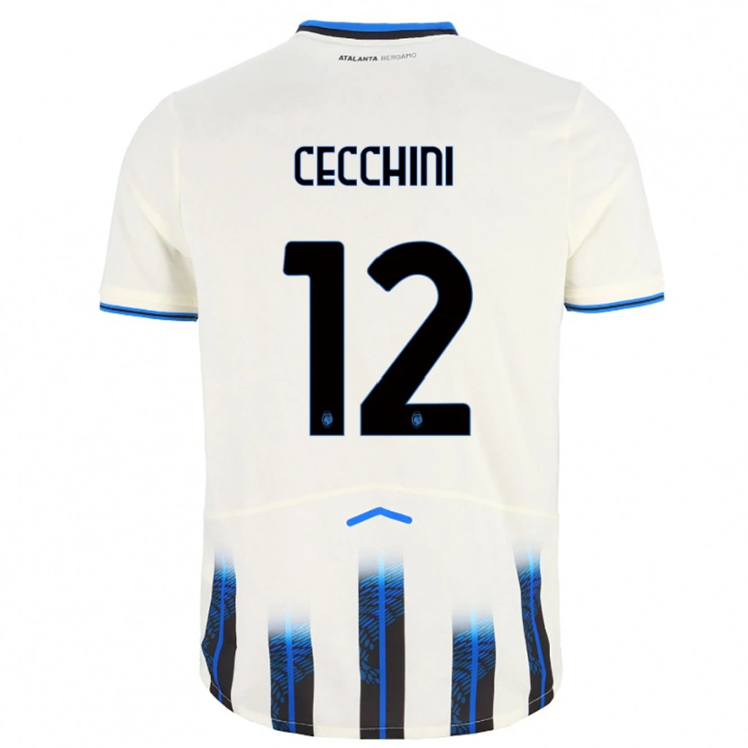 Danxen Bambino Maglia Filippo Cecchini #12 Bianco Blu Kit Gara Away 2025/26 Maglietta