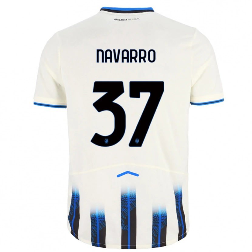 Danxen Bambino Maglia Albert Navarro #37 Bianco Blu Kit Gara Away 2025/26 Maglietta