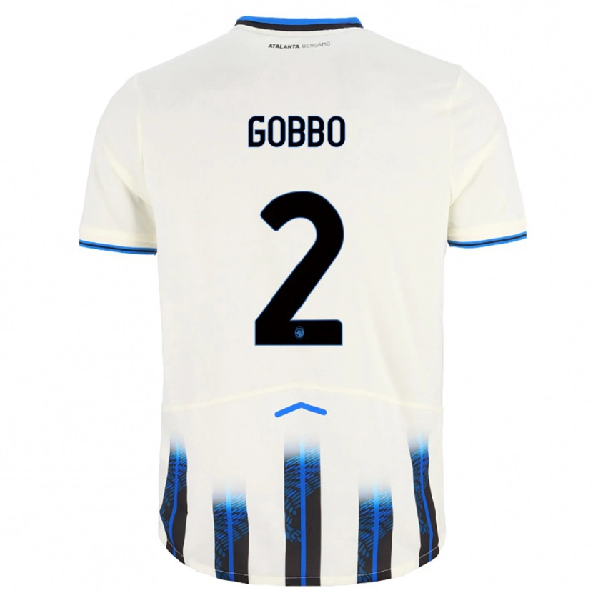 Danxen Bambino Maglia Luca Gobbo #2 Bianco Blu Kit Gara Away 2025/26 Maglietta