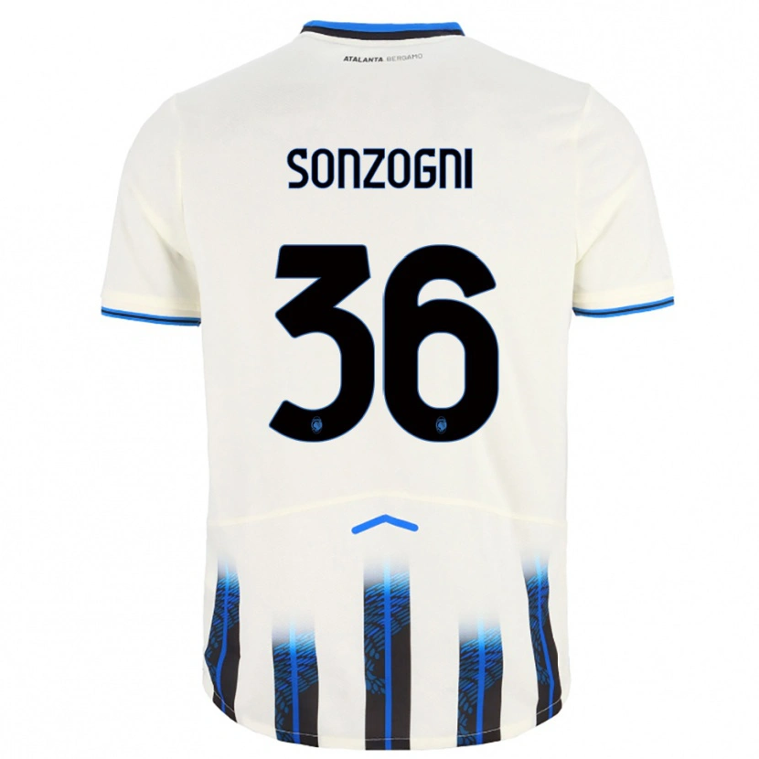Danxen Bambino Maglia Mattia Sonzogni #36 Bianco Blu Kit Gara Away 2025/26 Maglietta