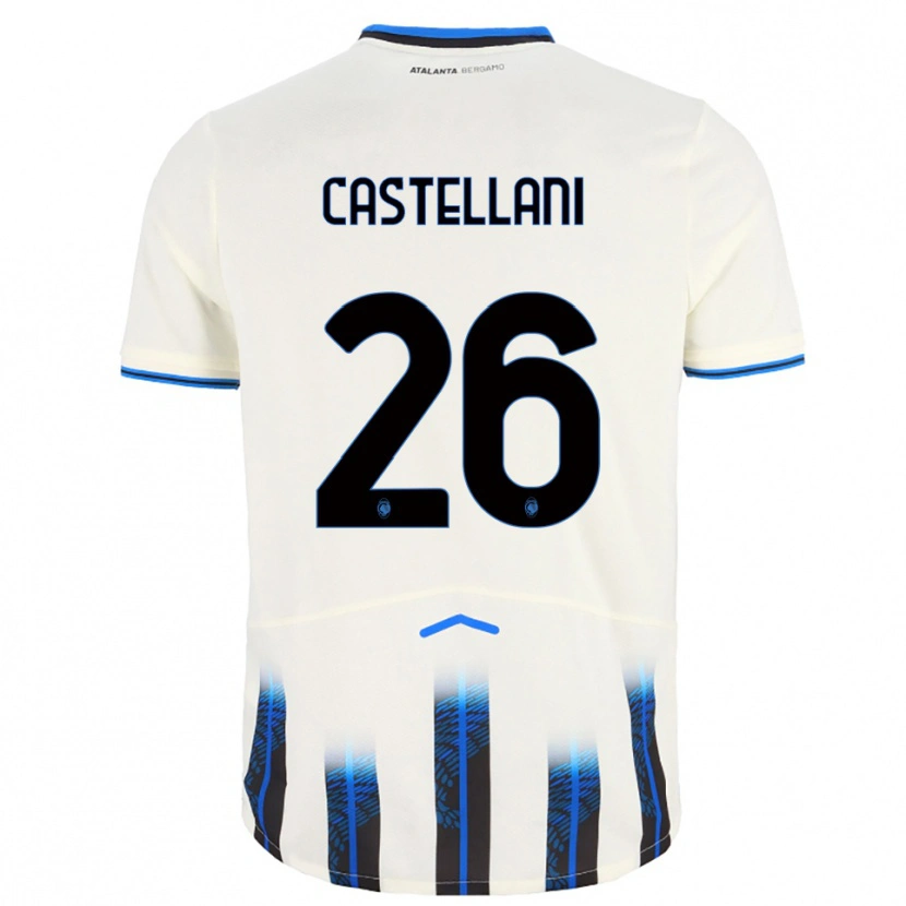 Danxen Bambino Maglia Eleonora Castellani #26 Bianco Blu Kit Gara Away 2025/26 Maglietta
