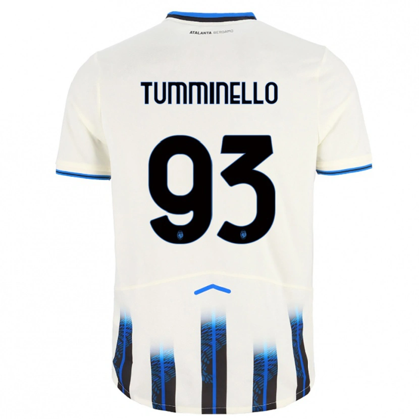 Danxen Bambino Maglia Marco Tumminello #93 Bianco Blu Kit Gara Away 2025/26 Maglietta
