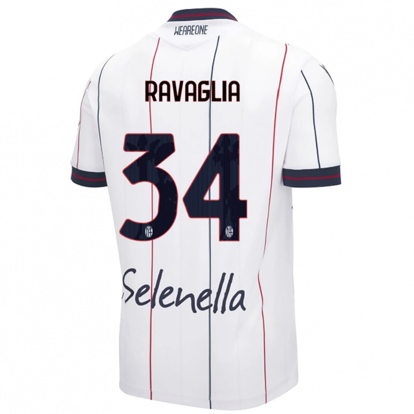 Danxen Bambino Maglia Federico Ravaglia #34 Bianco Blu Royal Kit Gara Away 2025/26 Maglietta