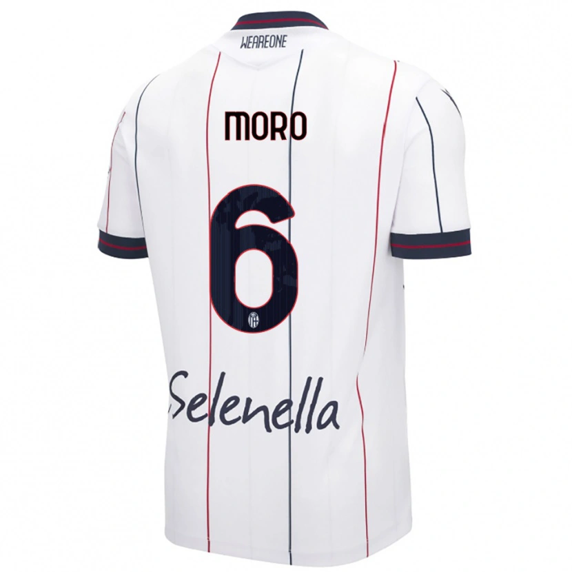 Danxen Bambino Maglia Nikola Moro #6 Bianco Blu Royal Kit Gara Away 2025/26 Maglietta