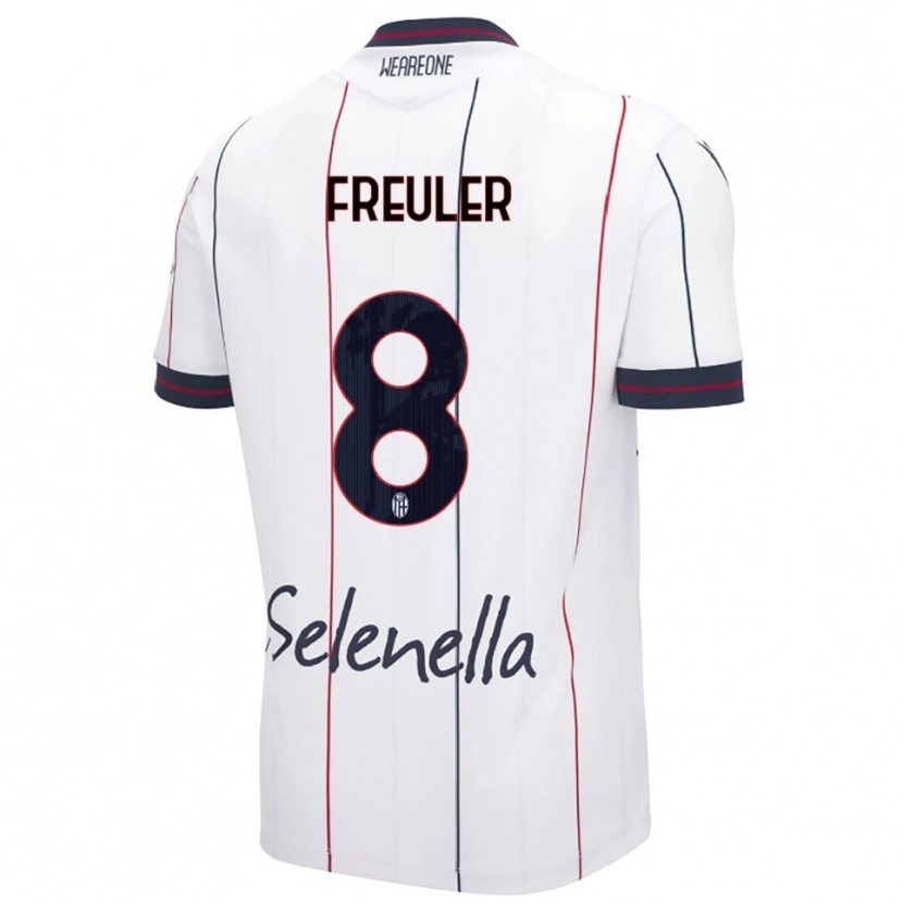 Danxen Bambino Maglia Remo Freuler #8 Bianco Blu Royal Kit Gara Away 2025/26 Maglietta