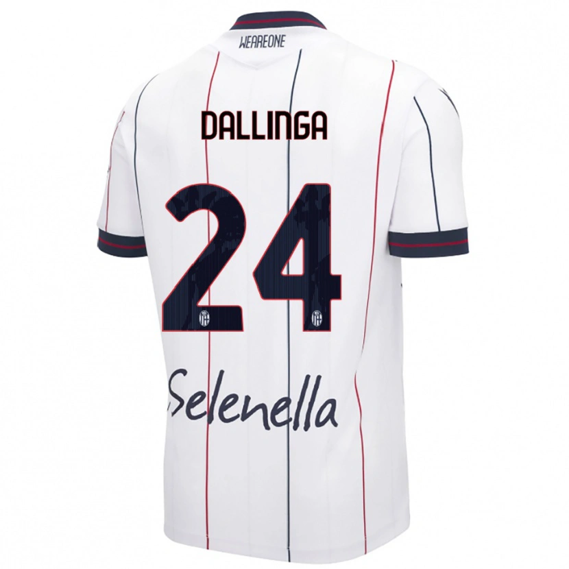Danxen Bambino Maglia Thijs Dallinga #24 Bianco Blu Royal Kit Gara Away 2025/26 Maglietta