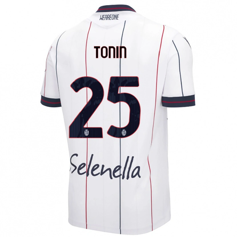 Danxen Bambino Maglia Federico Tonin #25 Bianco Blu Royal Kit Gara Away 2025/26 Maglietta