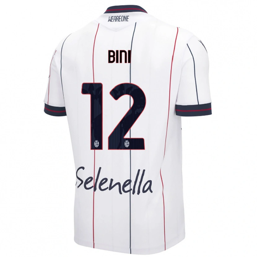 Danxen Bambino Maglia Cesare Bini #12 Bianco Blu Royal Kit Gara Away 2025/26 Maglietta