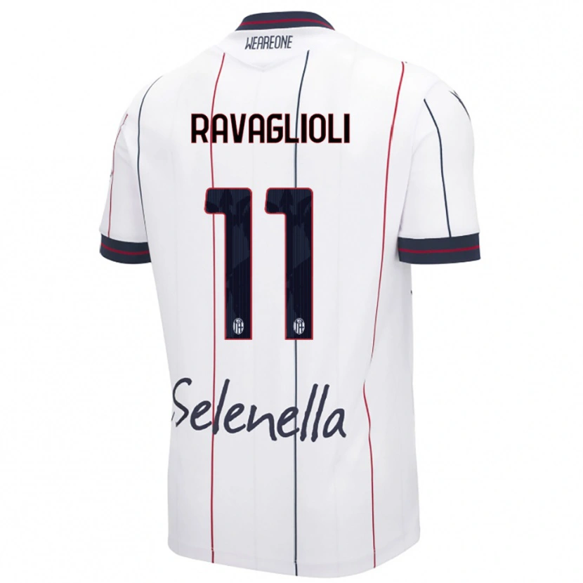 Danxen Bambino Maglia Tommaso Ravaglioli #11 Bianco Blu Royal Kit Gara Away 2025/26 Maglietta