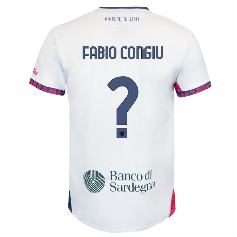 Danxen Bambino Maglia Fabio Congiu #0 Bianco Blu Navy Rosso Kit Gara Away 2025/26 Maglietta