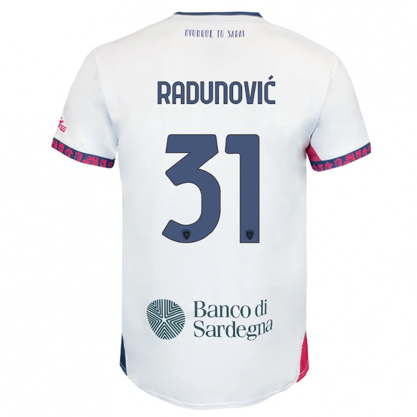 Danxen Bambino Maglia Boris Radunović #31 Bianco Blu Navy Rosso Kit Gara Away 2025/26 Maglietta