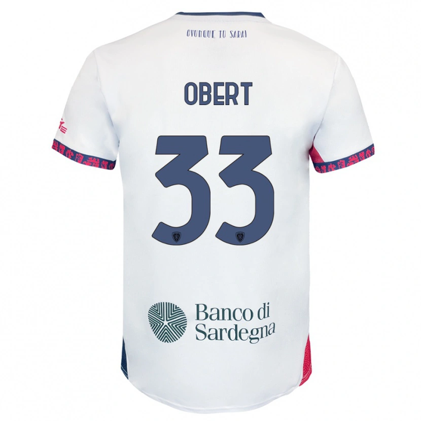 Danxen Bambino Maglia Adam Obert #33 Bianco Blu Navy Rosso Kit Gara Away 2025/26 Maglietta