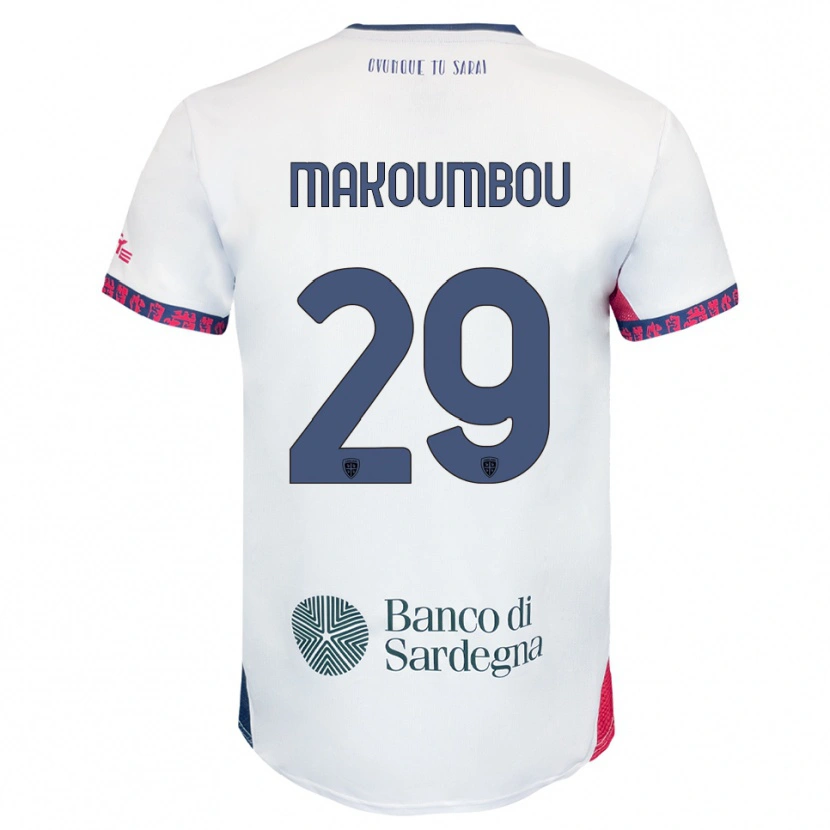Danxen Bambino Maglia Antoine Makoumbou #29 Bianco Blu Navy Rosso Kit Gara Away 2025/26 Maglietta