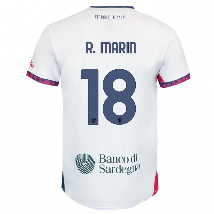 Danxen Bambino Maglia Răzvan Marin #18 Bianco Blu Navy Rosso Kit Gara Away 2025/26 Maglietta
