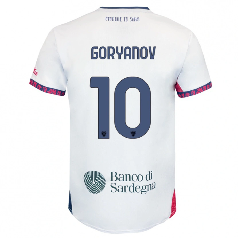 Danxen Bambino Maglia Kristiyan Goryanov #10 Bianco Blu Navy Rosso Kit Gara Away 2025/26 Maglietta