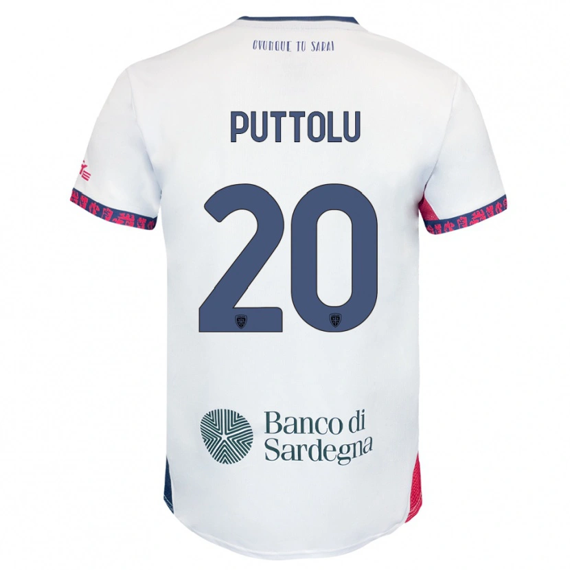 Danxen Bambino Maglia Diego Puttolu #20 Bianco Blu Navy Rosso Kit Gara Away 2025/26 Maglietta