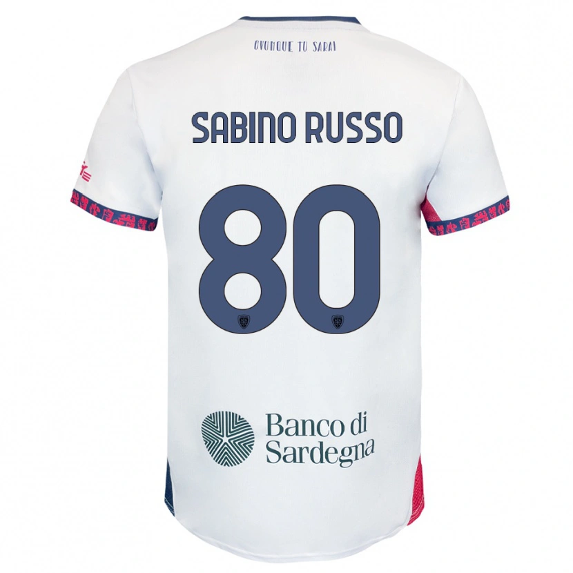 Danxen Bambino Maglia Alessandro Sabino Russo #80 Bianco Blu Navy Rosso Kit Gara Away 2025/26 Maglietta
