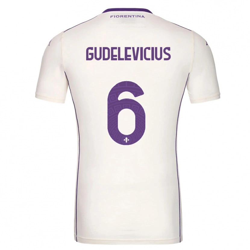 Danxen Bambino Maglia Ernestas Gudelevičius #6 Bianco Viola Rosso Kit Gara Away 2025/26 Maglietta