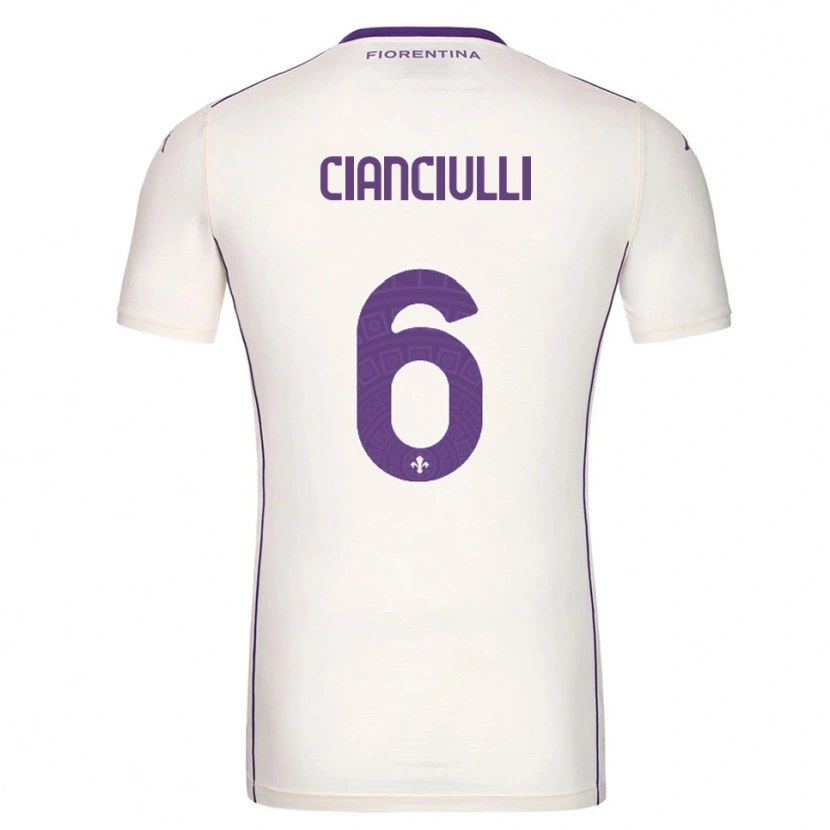 Danxen Bambino Maglia Salvatore Cianciulli #6 Bianco Viola Rosso Kit Gara Away 2025/26 Maglietta