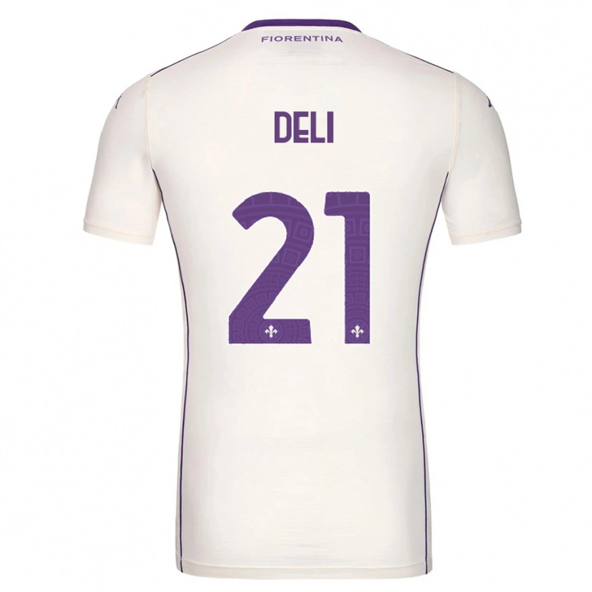 Danxen Bambino Maglia Lapo Deli #21 Bianco Viola Rosso Kit Gara Away 2025/26 Maglietta