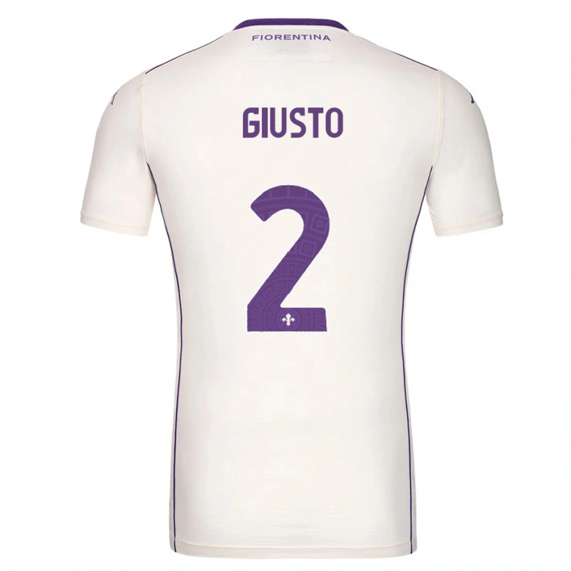 Danxen Bambino Maglia Gabriele Giusto #2 Bianco Viola Rosso Kit Gara Away 2025/26 Maglietta