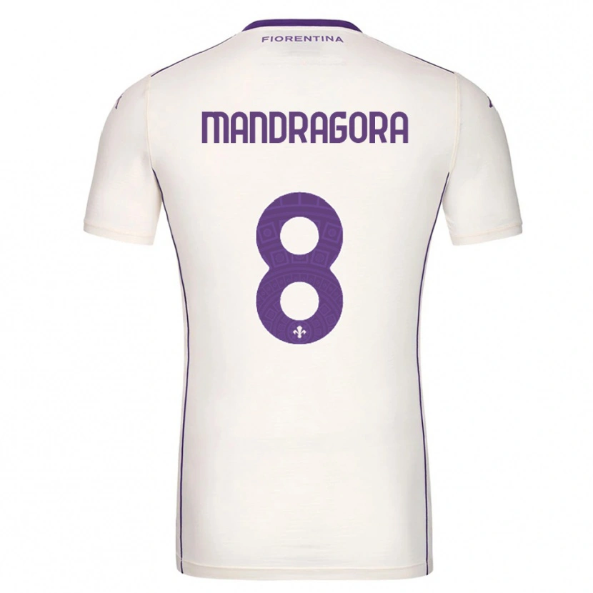 Danxen Bambino Maglia Rolando Mandragora #8 Bianco Viola Rosso Kit Gara Away 2025/26 Maglietta
